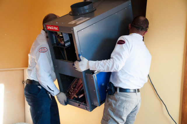 Spacepal system being installed by HVAC technicians